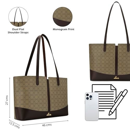 Lavie Women's Mono Freya Monogram Print Tote Bag for Women | Tote Bag for Work | Ladies purse | Stylish Shoulder Bag | Gift for Women - Image 3
