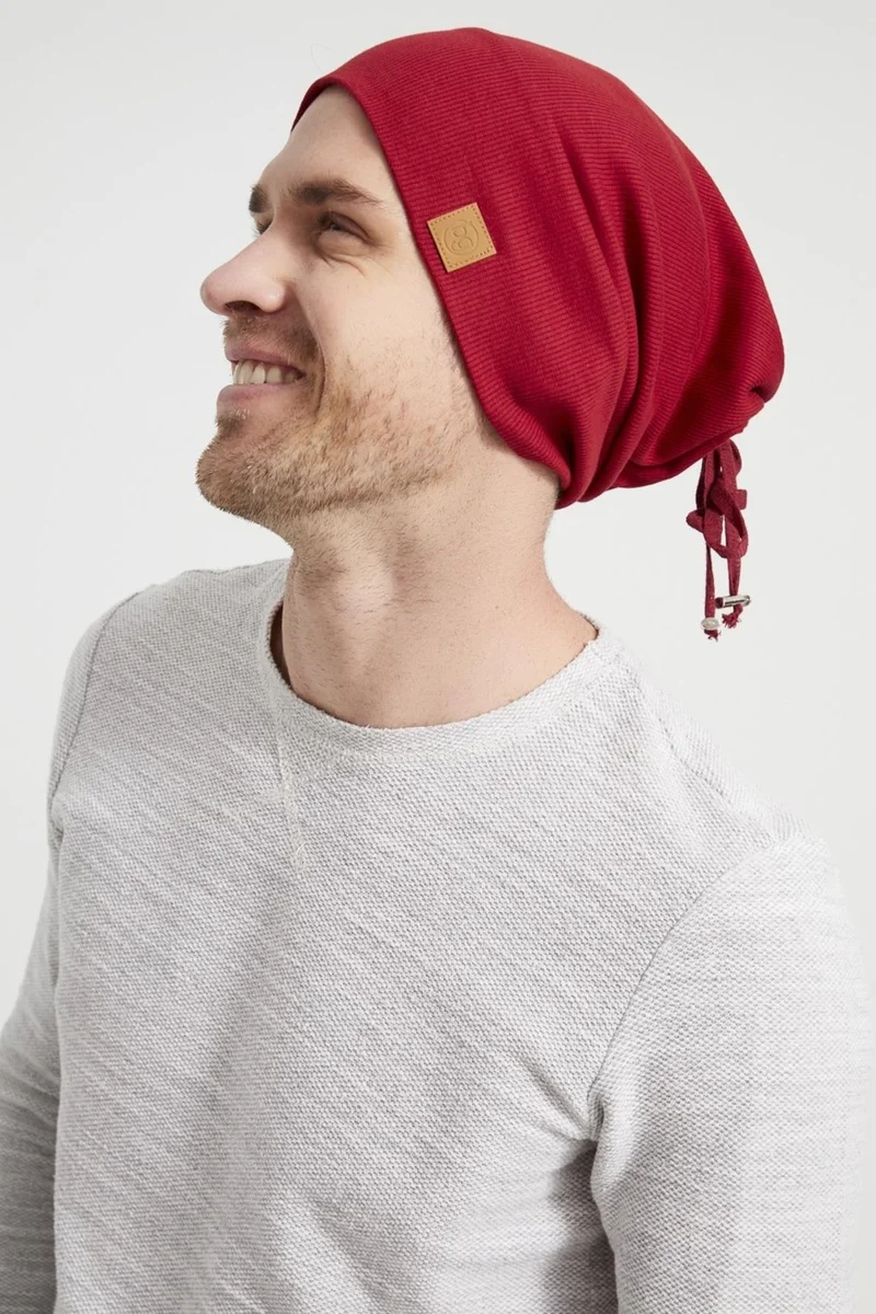 Butikgiz Burgundy Men's Young Red Cherry Rope Hat Beret Sports Comfortable Cotton Camisole