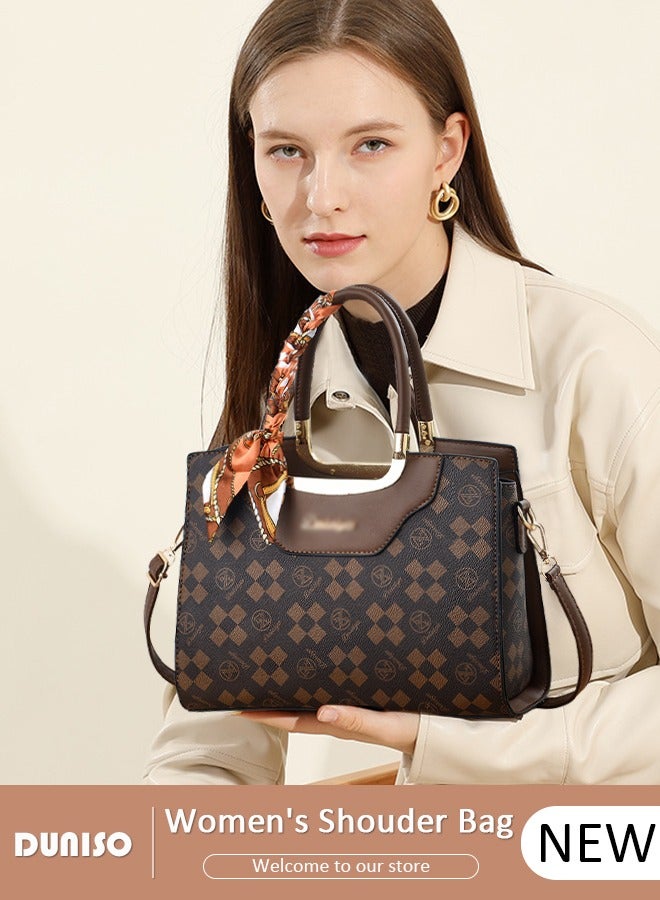 DUNISO Large-capacity Shoulder Bag, Fashion Elegant Handbag, Multi-pocket PU Leather Crossbody Bag Clutch Bag,Luxurious Ladies Casual Tote Purse Shoulder Bag with Adjustable Strap for Ladies Girls - Image 1