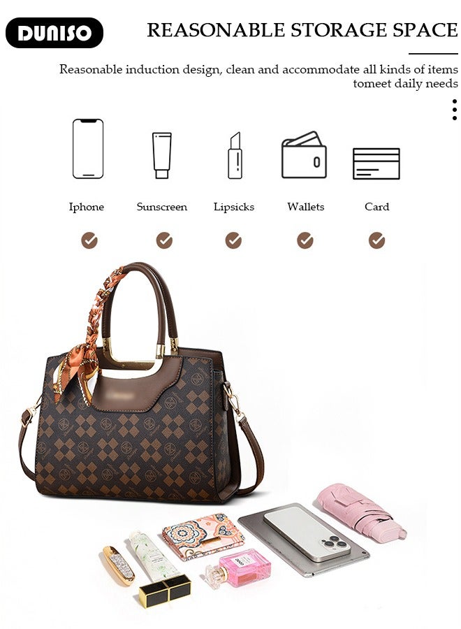 DUNISO Large-capacity Shoulder Bag, Fashion Elegant Handbag, Multi-pocket PU Leather Crossbody Bag Clutch Bag,Luxurious Ladies Casual Tote Purse Shoulder Bag with Adjustable Strap for Ladies Girls - Image 5