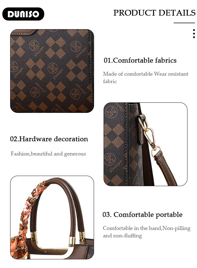 DUNISO Large-capacity Shoulder Bag, Fashion Elegant Handbag, Multi-pocket PU Leather Crossbody Bag Clutch Bag,Luxurious Ladies Casual Tote Purse Shoulder Bag with Adjustable Strap for Ladies Girls - Image 3