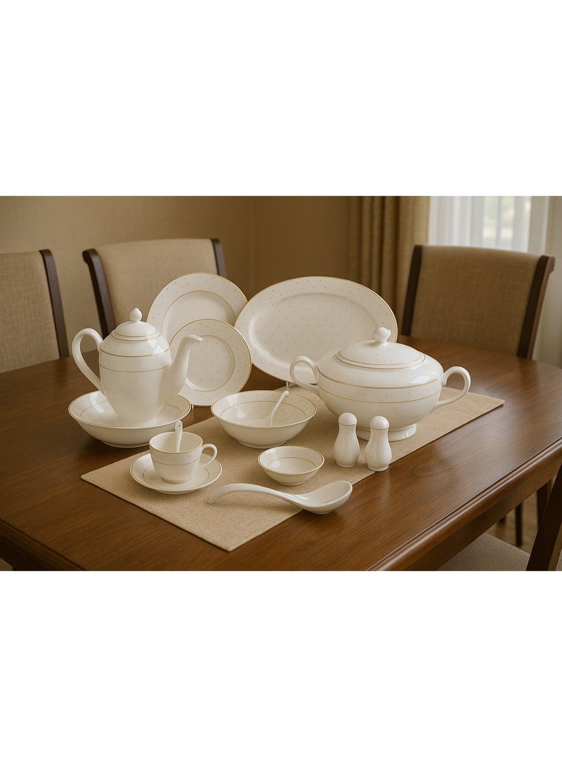 دانيا ✨ طقم سفرة بورسلان فاخر — 70 قطعة تكفي لـ 6 أشخاص ✨ - Image 1