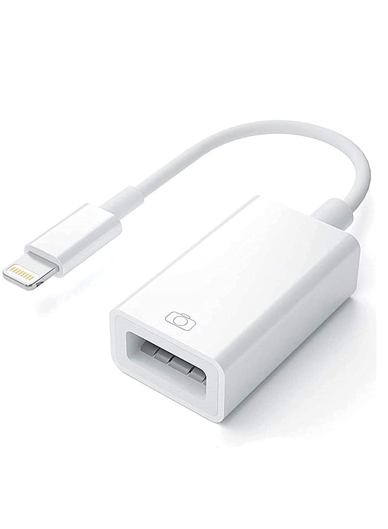 iPhone/iPad لتوصيل قارئ البطاقات، محرك أقراص فلاش USB، قرص U، لوحة المفاتيح، الماوس، المحاور، MIDI، التوصيل والتشغيل (أبيض) - Image 1