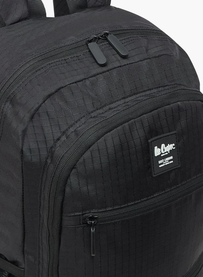 Lee Cooper Checked Backpack with Zip Closure - 46x32x18 cm