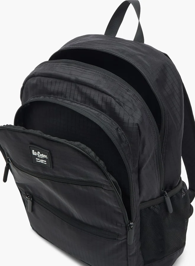 Lee Cooper Checked Backpack with Zip Closure - 46x32x18 cm