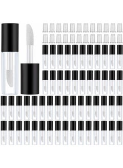 Patelai 100 Pieces 1.2 ml Clear Mini Lip Gloss Tube Refillable Empty Lip Balm Gloss Containers Bottles Transparent Mini Lipstick Containers for Women DIY Makeup(Black)  - Image 1