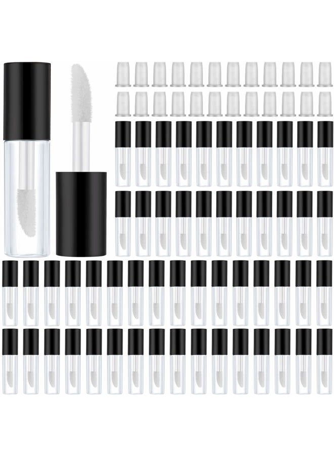 Patelai 100 Pieces 1.2 ml Clear Mini Lip Gloss Tube Refillable Empty Lip Balm Gloss Containers Bottles Transparent Mini Lipstick Containers for Women DIY Makeup(Black) - Image 1