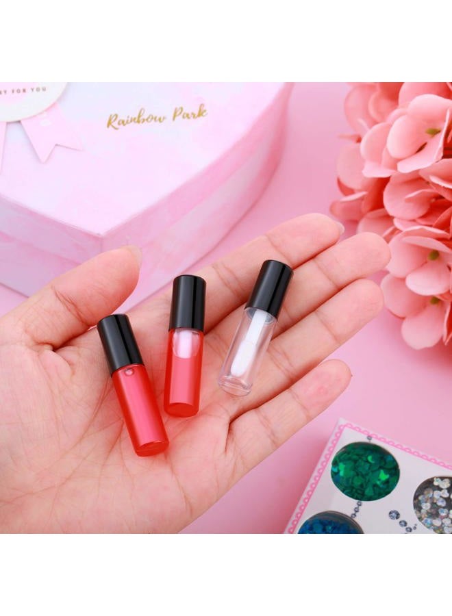 Patelai 100 Pieces 1.2 ml Clear Mini Lip Gloss Tube Refillable Empty Lip Balm Gloss Containers Bottles Transparent Mini Lipstick Containers for Women DIY Makeup(Black) - Image 3