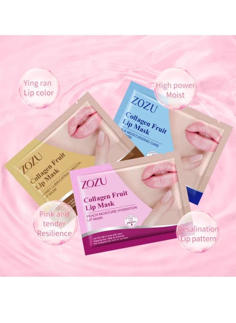 Zozu 15 Pcs Collagen Fruit Lip Mask Set Peach Moisturize Hydration Lip Mask Improve Chapped Lips and Lip Wrinkles Nourishing Smooth Fade Lip Lines Lip Mask Set for Women and Men All Skin Types  - Image 3