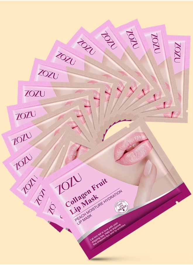 Zozu 15 Pcs Collagen Fruit Lip Mask Set Peach Moisturize Hydration Lip Mask Improve Chapped Lips and Lip Wrinkles Nourishing Smooth Fade Lip Lines Lip Mask Set for Women and Men All Skin Types  - Image 1