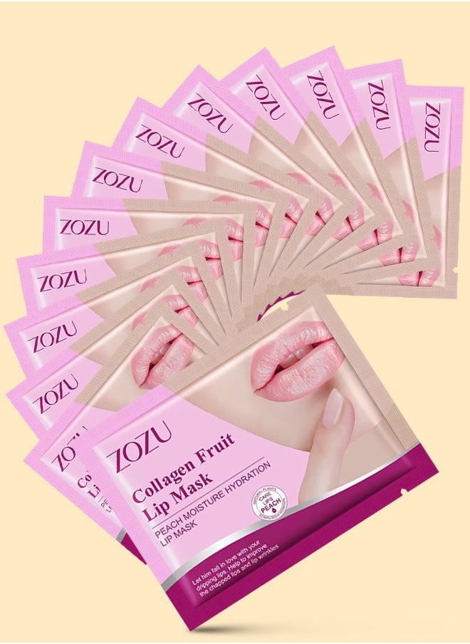 Zozu 15 Pcs Collagen Fruit Lip Mask Set Peach Moisturize Hydration Lip Mask Improve Chapped Lips and Lip Wrinkles Nourishing Smooth Fade Lip Lines Lip Mask Set for Women and Men All Skin Types  - Image 5