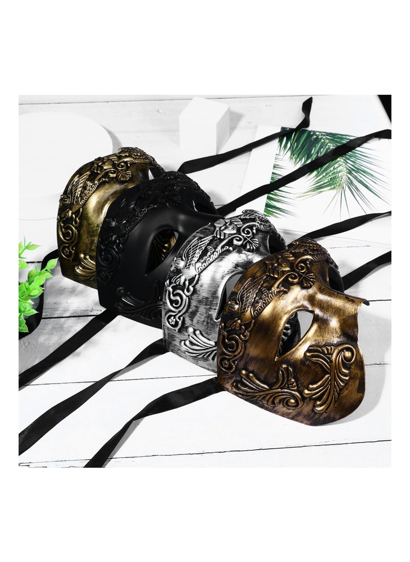 Generic - Half Face Masquerade Mask for Men, Phantom Of The Opera Mask Half Face Roman Warrior Mask Prom Mardi Gras Carnival Venetian Mask (Brass Color) - Image 1