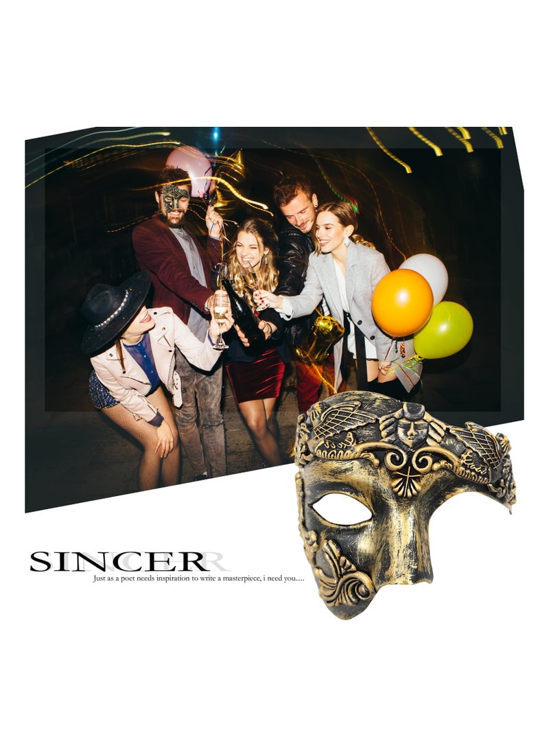 Generic - Half Face Masquerade Mask for Men, Phantom Of The Opera Mask Half Face Roman Warrior Mask Prom Mardi Gras Carnival Venetian Mask (Brass Color) - Image 1