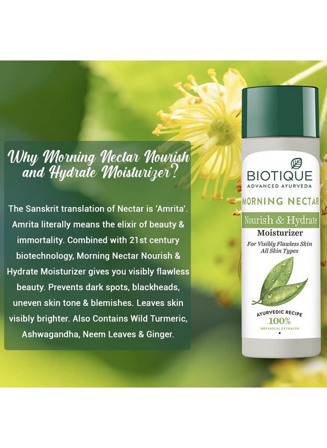 Biotique Morning Nectar Flawless Skin Moisturizer Cream | Prevents Dark Spots, Blackheads And Blemishes | Visibly Flawless Skin | Nourishes And Hydrates Skin| All Skin Types | 120Ml  - Image 5
