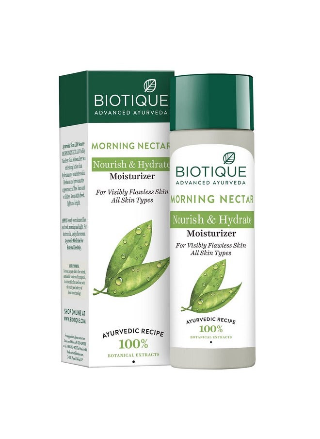 Biotique Morning Nectar Flawless Skin Moisturizer Cream | Prevents Dark Spots, Blackheads And Blemishes | Visibly Flawless Skin | Nourishes And Hydrates Skin| All Skin Types | 120Ml  - Image 1