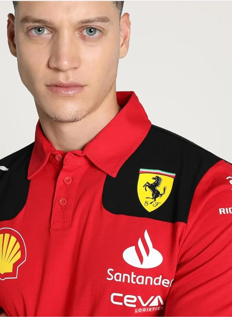 Scuderia Ferrari  Men's Scuderia Ferrari Team Polo Shirt - Red with Sponsor Logos for Men | Best Price UAE