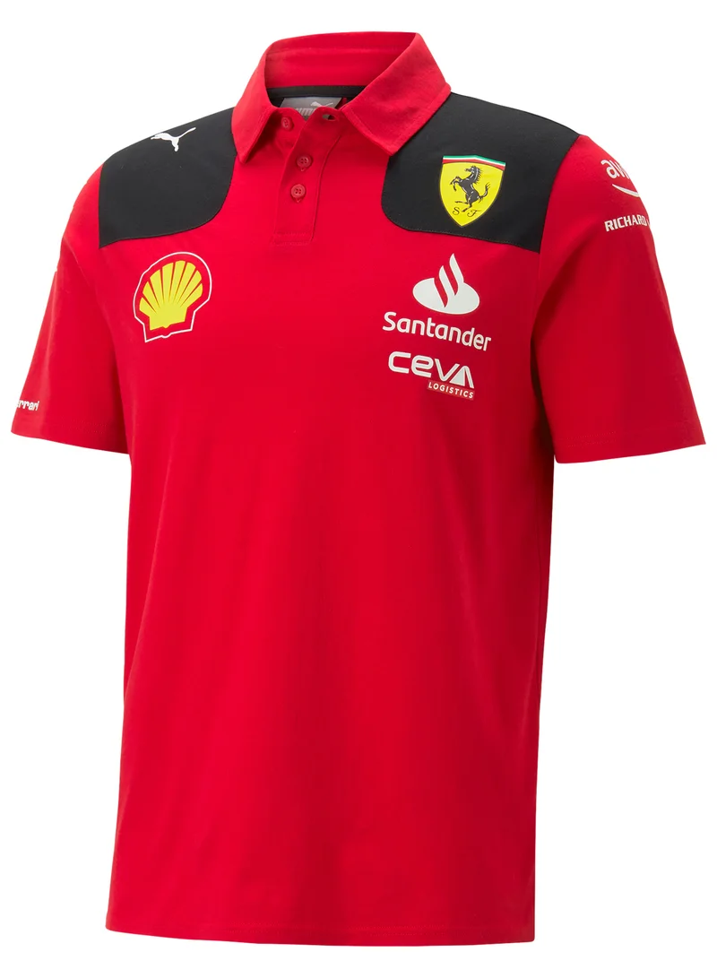 Scuderia Ferrari  Men's Scuderia Ferrari Team Polo Shirt - Red with Sponsor Logos for Men | Best Price UAE