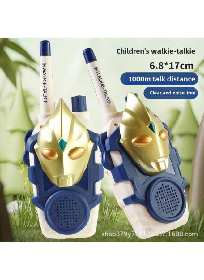 Generic - Selo Ultraman Men's Cool Walkie-talkie Outdoor Toy Parent-Child Interaction Birthday Gift-Color:[blue Pair] Golden Ultraman Tiga Walkie Talkie-Specifications:Bag [free 6 Batteries + Screwdriver] - Image 1