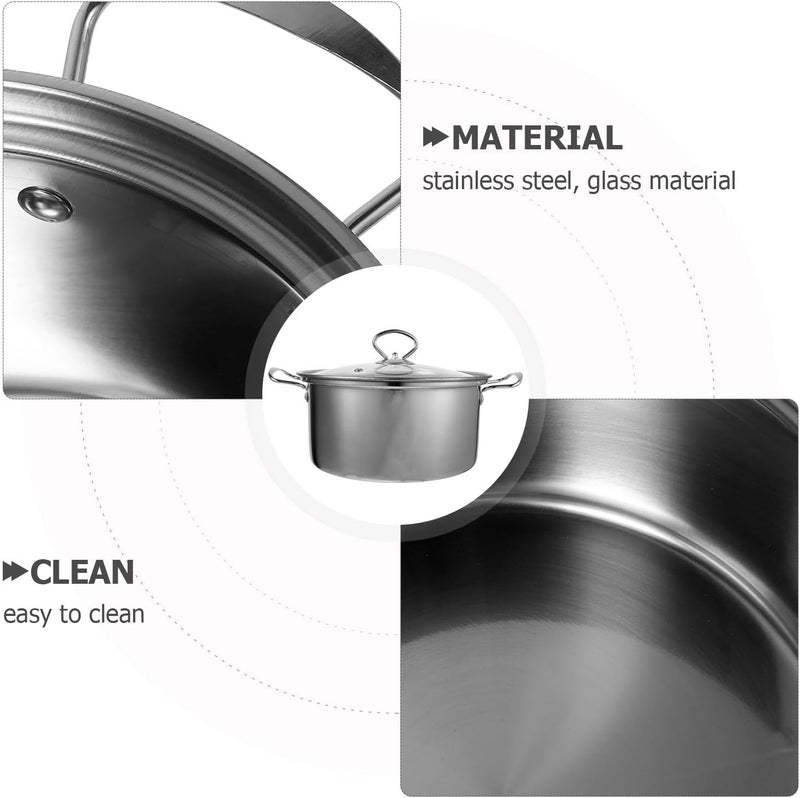 STOBAZA Stainless Steel Saucepan and Stockpot 22cm with Lid, Square Corner Soup Pot for Single Serving, Induction Compatible Cooking Pot for Home Kitchen - Image 3
