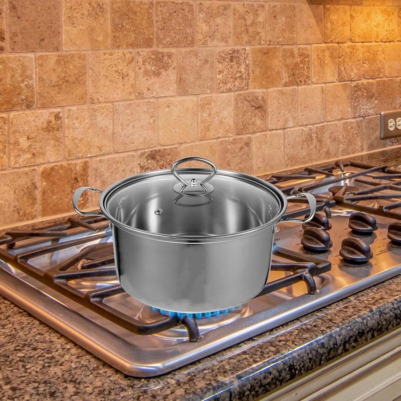 STOBAZA Stainless Steel Saucepan and Stockpot 22cm with Lid, Square Corner Soup Pot for Single Serving, Induction Compatible Cooking Pot for Home Kitchen - Image 4