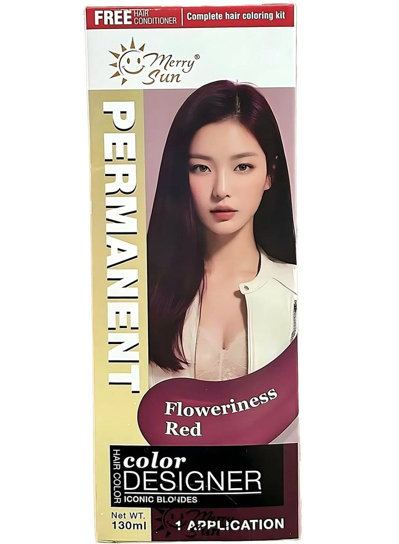 ميلاد سعيد صبغة شعر دائمة من ميري صن - أحمر زهري (مجموعة تلوين كاملة، 130 مل) - Image 1