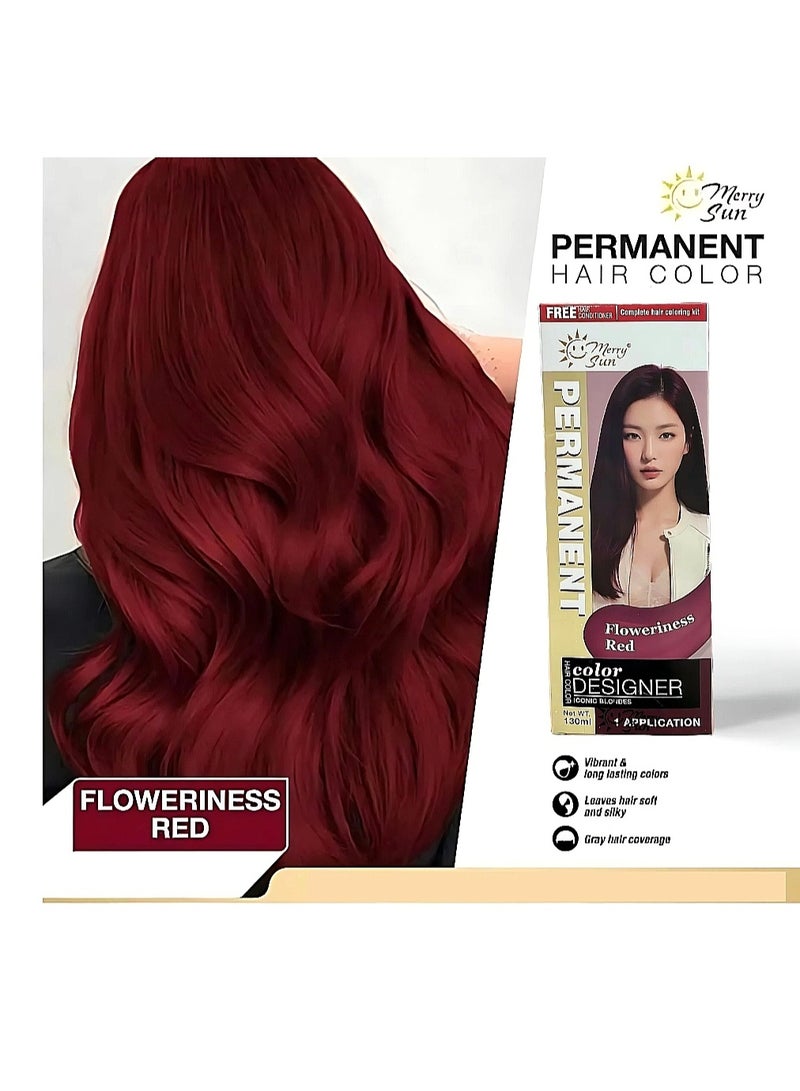 ميلاد سعيد صبغة شعر دائمة من ميري صن - أحمر زهري (مجموعة تلوين كاملة، 130 مل) - Image 2
