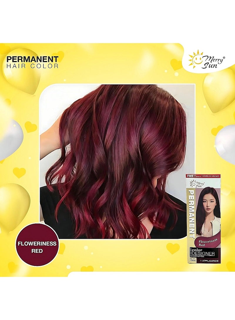 ميلاد سعيد صبغة شعر دائمة من ميري صن - أحمر زهري (مجموعة تلوين كاملة، 130 مل) - Image 3