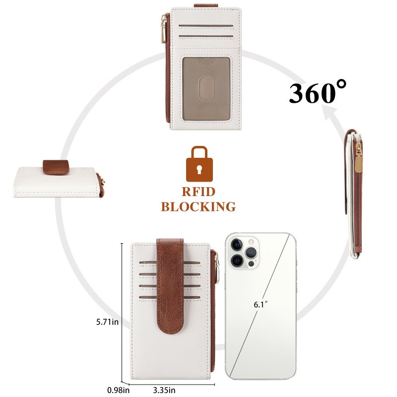 Women's Double Zipper RFID Anti-Theft Card Holder with Multiple Slots, PU Leather - Image 3