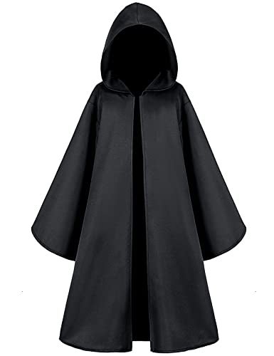 TOGROP Knight Costume for Kids Robe Hooded Boys Cloak Cosplay Black 10-11 Years - Image 1