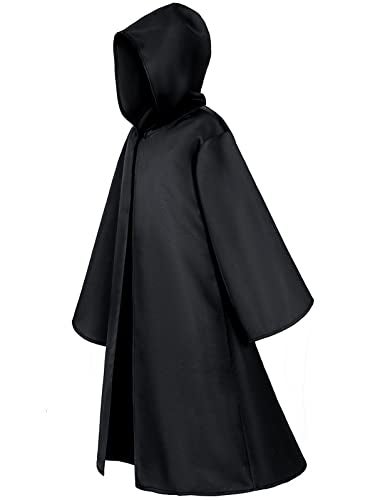 TOGROP Knight Costume for Kids Robe Hooded Boys Cloak Cosplay Black 10-11 Years - Image 3