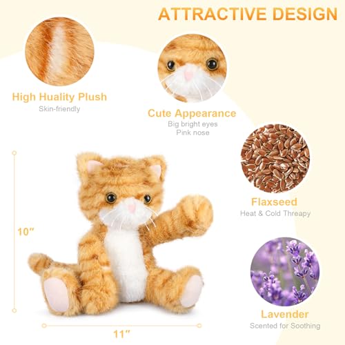 SuzziPals Heatable Coolable Orange Cat Stuffed Animal Cat Heating Pad Microwavable for Soothing Relaxation Lavender Scented Orange Cat Plush Toy for Stress Relief Stuffed Cat Toys for Kids - Image 5