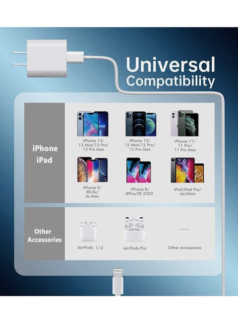 iPhone 12 13 Fast Charger,Fast iPhone Charger [Apple MFi Certified]Lightning Cable 20W Type C Charger USB C Fasting Charging Plug Adapter Compatible with iPhone13/13 Pro Max/12/12 Pro/11/XS/XR/X,iPad