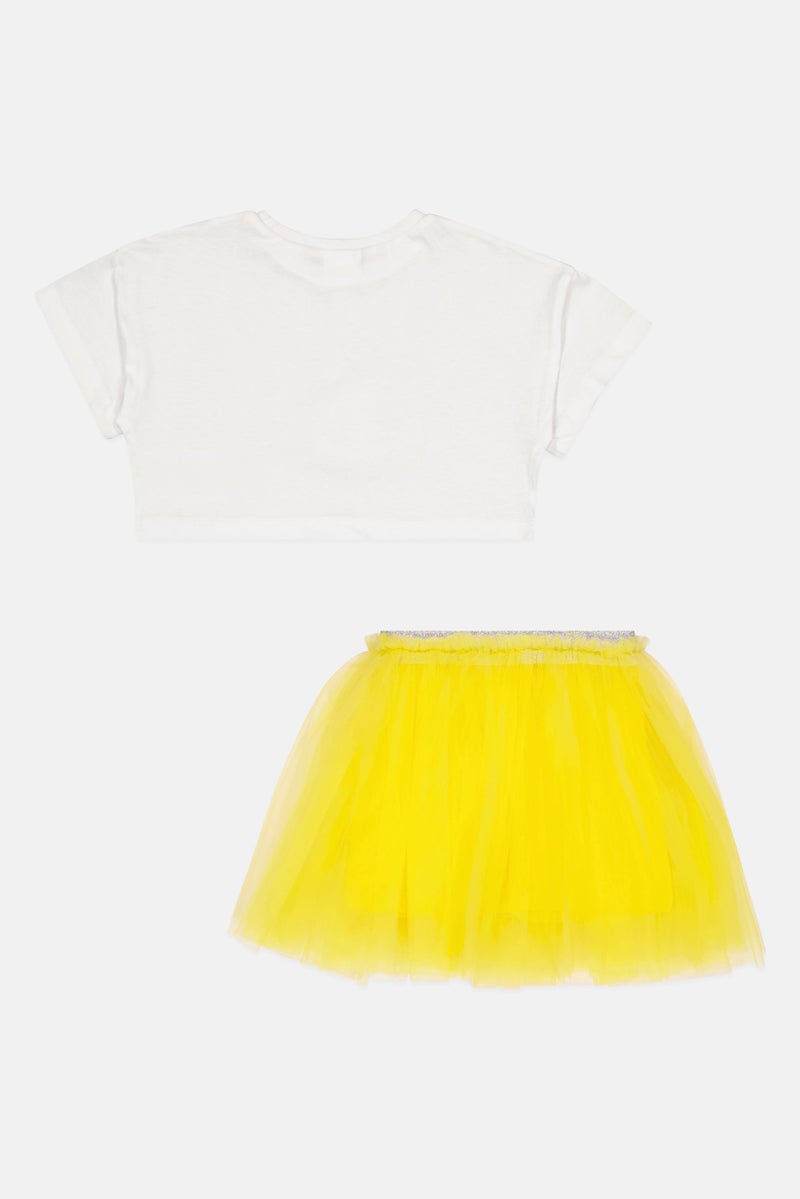 MISS Toddlers Girl 2 Pieces Textured Top And Tutu Skirt Set, Multicolor - Image 3