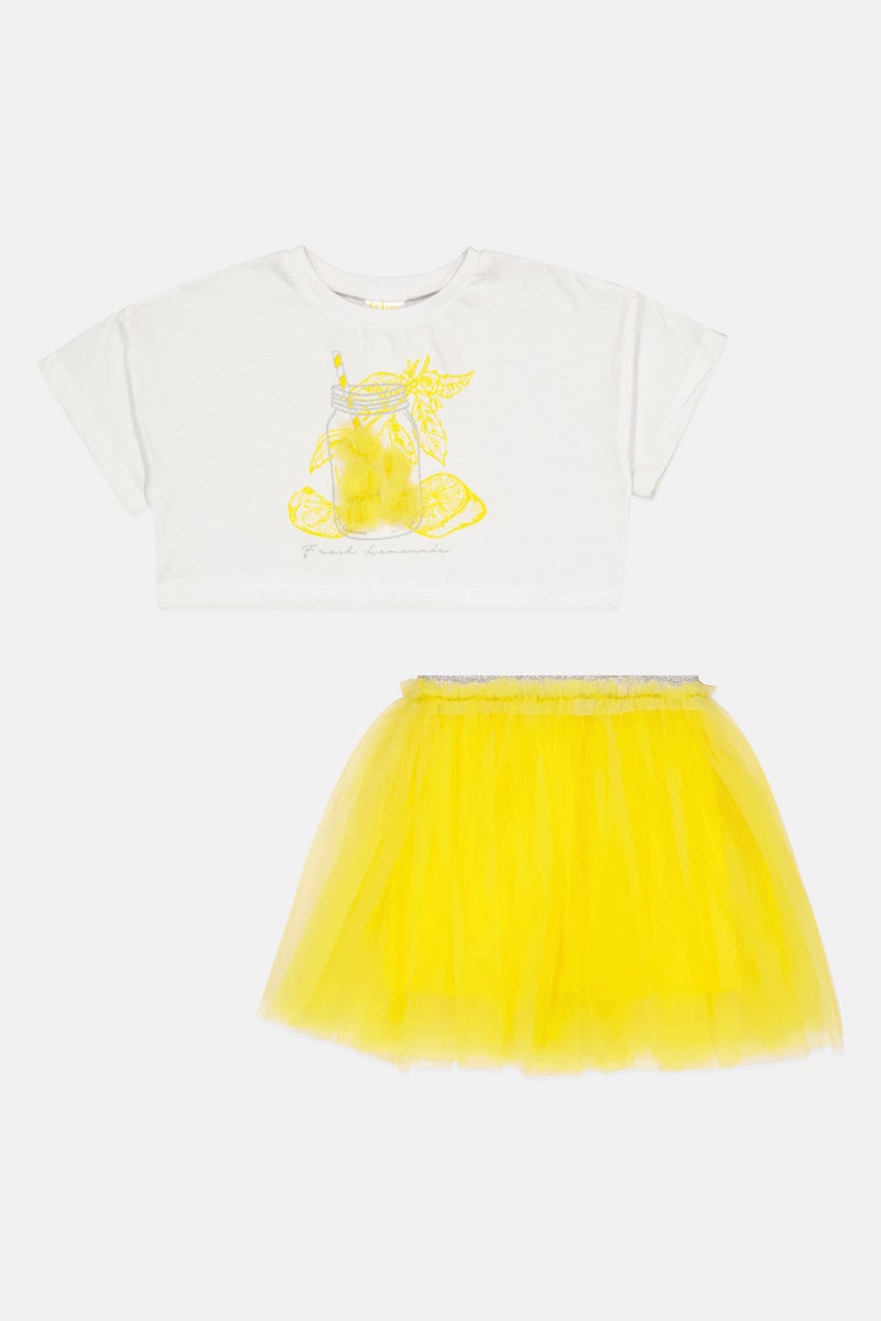 MISS Toddlers Girl 2 Pieces Textured Top And Tutu Skirt Set, Multicolor - Image 2