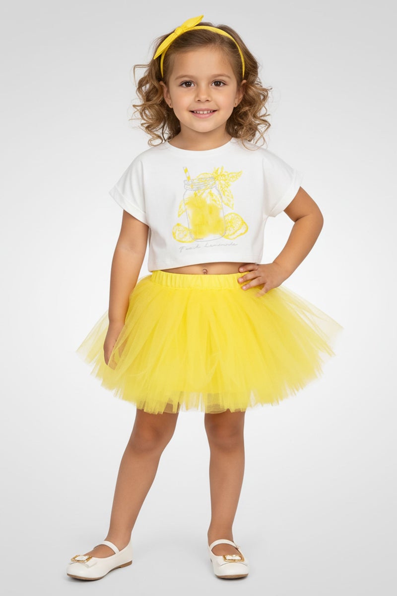 MISS Toddlers Girl 2 Pieces Textured Top And Tutu Skirt Set, Multicolor - Image 1