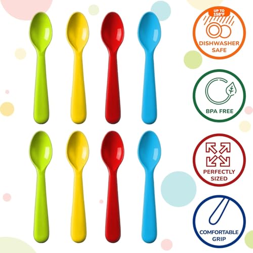 Plaskidy Plastic Toddler Spoons - Set of 16 Kids Spoons BPA Free/Dishwasher Safe - Image 3