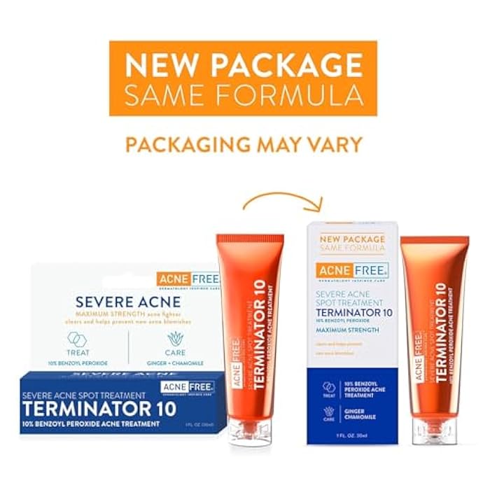 AcneFree Terminator 10 Acne Spot Treatment with Benzoyl Peroxide 10% Maximum Strength Acne Cream Treatment, 1 Ounce - Pack Of 1 - Image 2