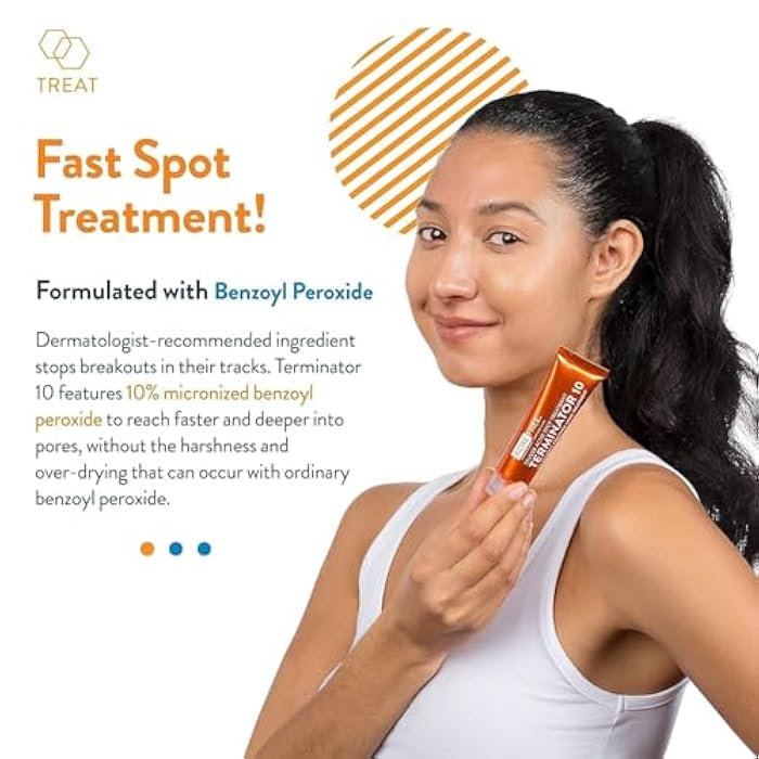 AcneFree Terminator 10 Acne Spot Treatment with Benzoyl Peroxide 10% Maximum Strength Acne Cream Treatment, 1 Ounce - Pack Of 1 - Image 3