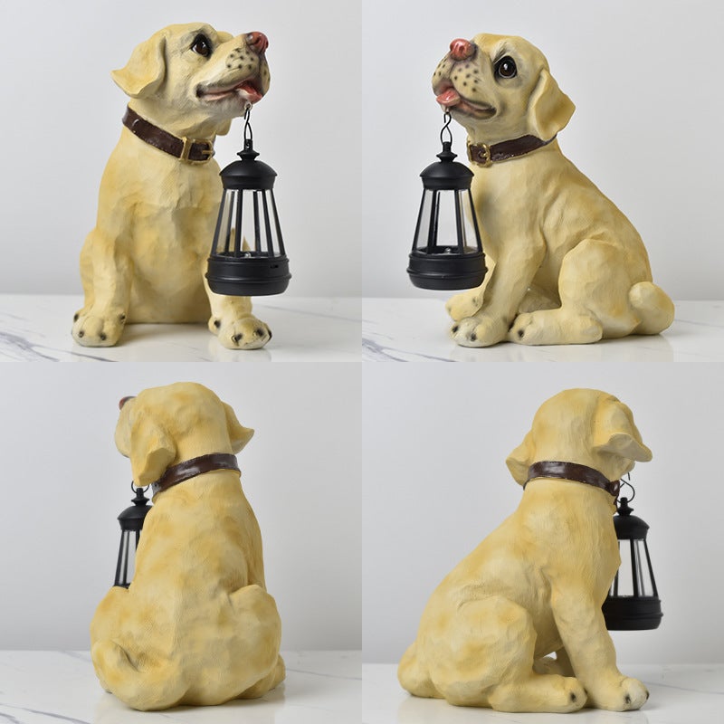 Garden Decor Outdoor Garden Ornament Solar Light Simulation Dog Resin Figurine - Image 2