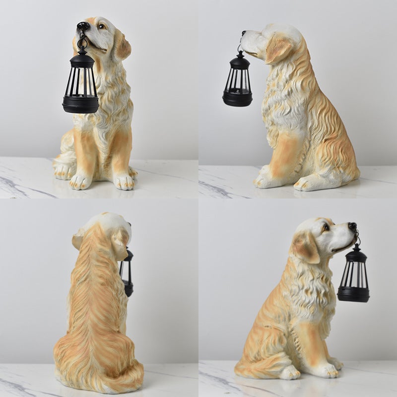 Garden Decor Outdoor Garden Ornament Solar Light Simulation Dog Resin Figurine - Image 1