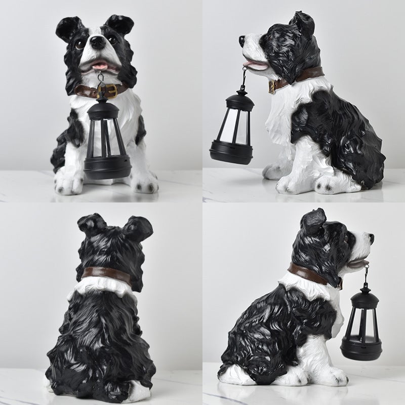 Garden Decor Outdoor Garden Ornament Solar Light Simulation Dog Resin Figurine - Image 3