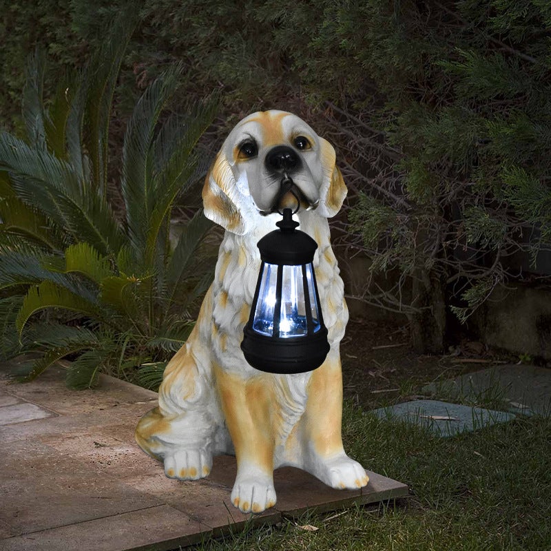 Garden Decor Outdoor Garden Ornament Solar Light Simulation Dog Resin Figurine - Image 5