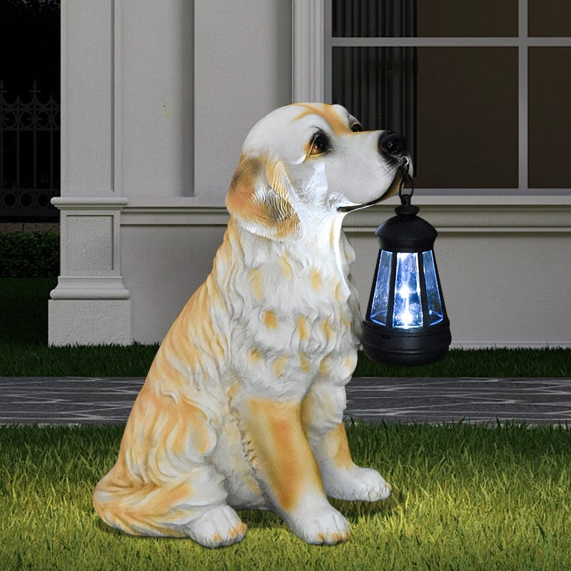 Garden Decor Outdoor Garden Ornament Solar Light Simulation Dog Resin Figurine - Image 4