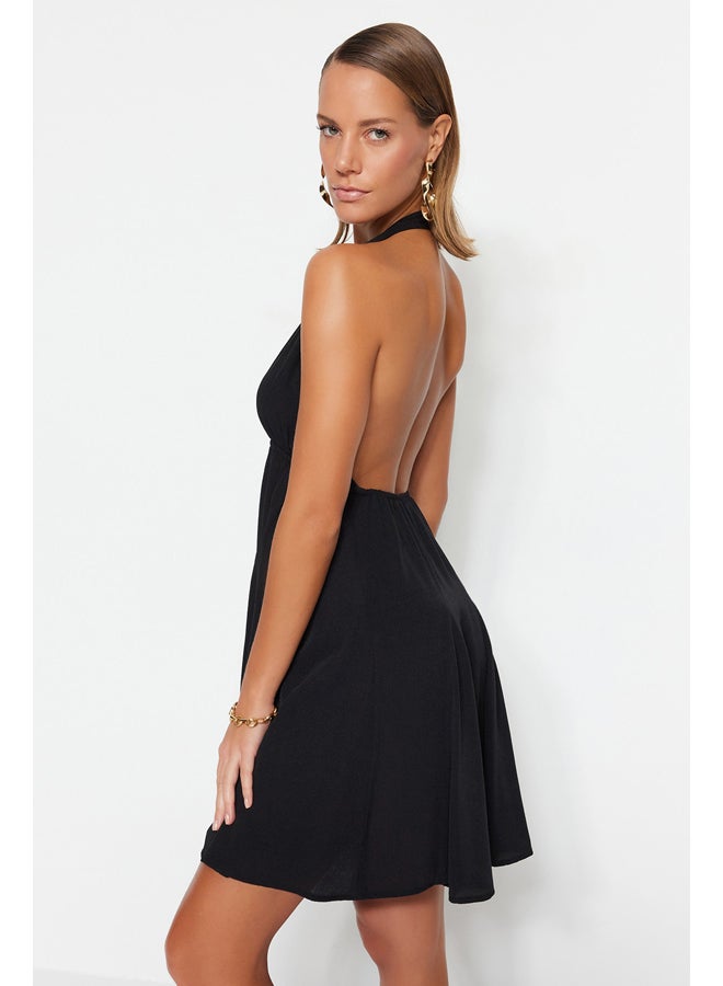 trendyol Black Mini Woven Backless Beach Dress TBESS23EL00061  - Image 2