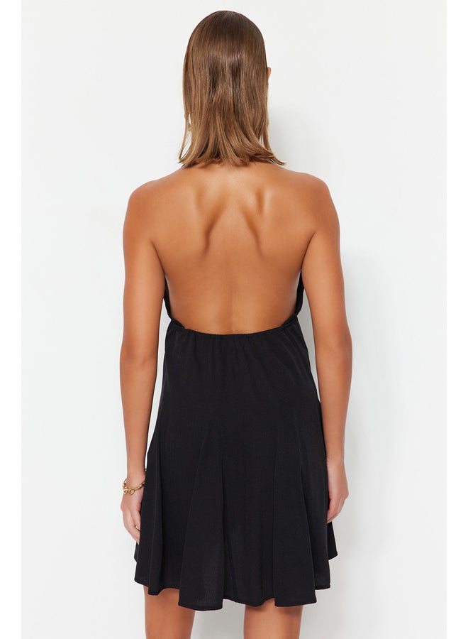 trendyol Black Mini Woven Backless Beach Dress TBESS23EL00061  - Image 3