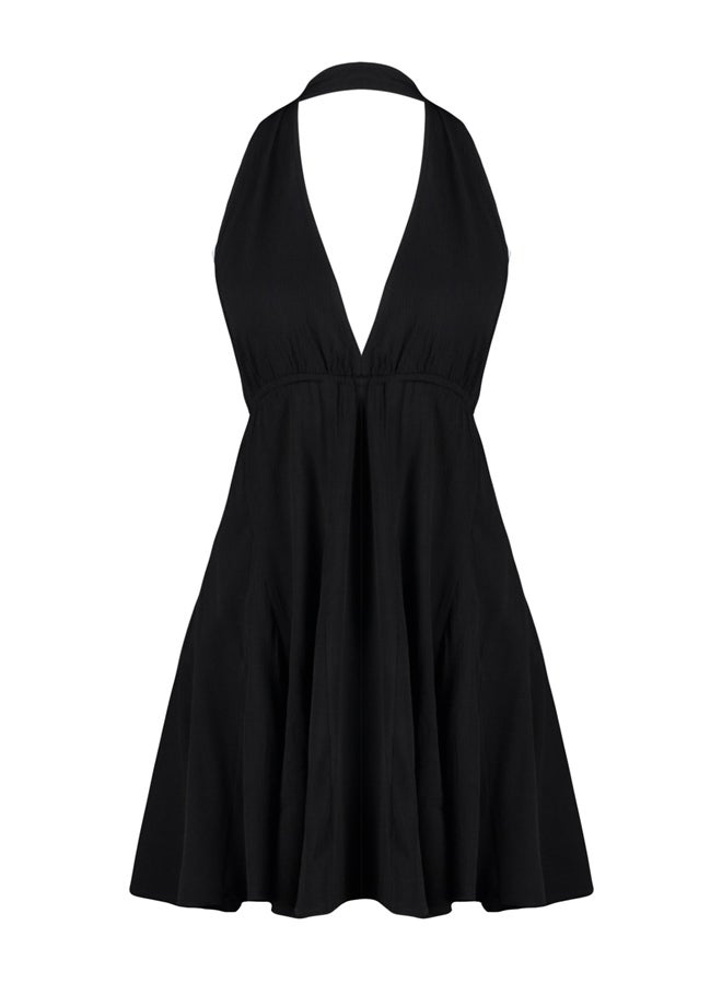trendyol Black Mini Woven Backless Beach Dress TBESS23EL00061  - Image 4