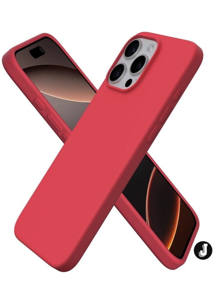 JAJEEK "New Red Liquid Silicone Case for iPhone 16 Pro 6.3" – Shockproof & Scratch-Resistant" - Image 1