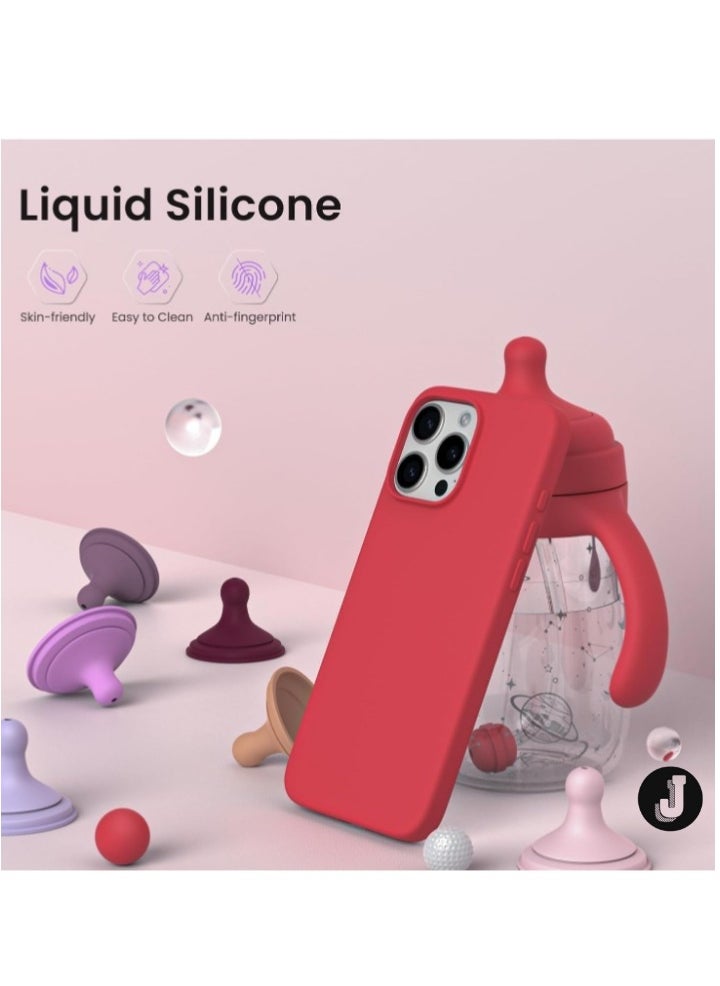 JAJEEK "New Red Liquid Silicone Case for iPhone 16 Pro 6.3" – Shockproof & Scratch-Resistant" - Image 3