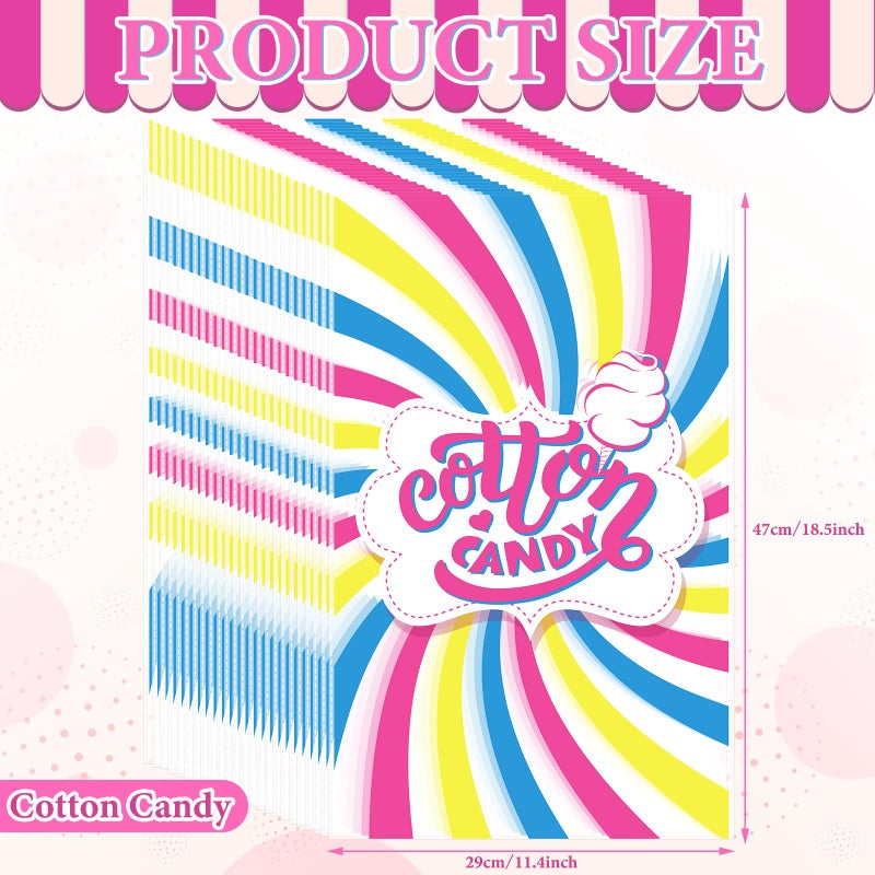 Wesnoy 200 Pcs Carnival Cotton Candy Bags with Ties Large Bags for Cotton Candy with Print for Carnivals Circus Party Favors Supplies 18.5 x 11.5 Inches - Image 2