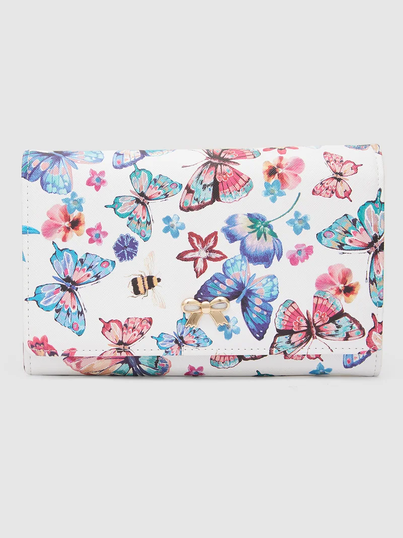 Globus Women White Printed Pouch Sling Bag